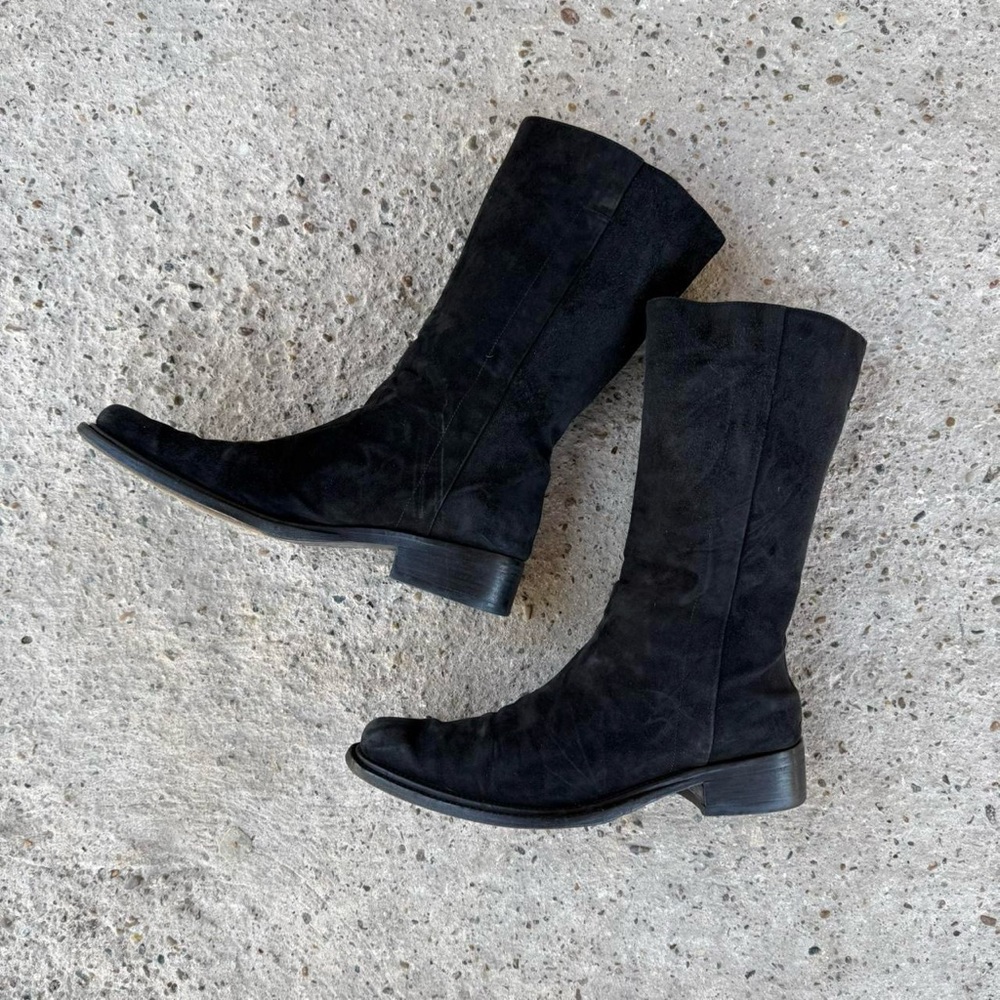 Prada black suede biker boots